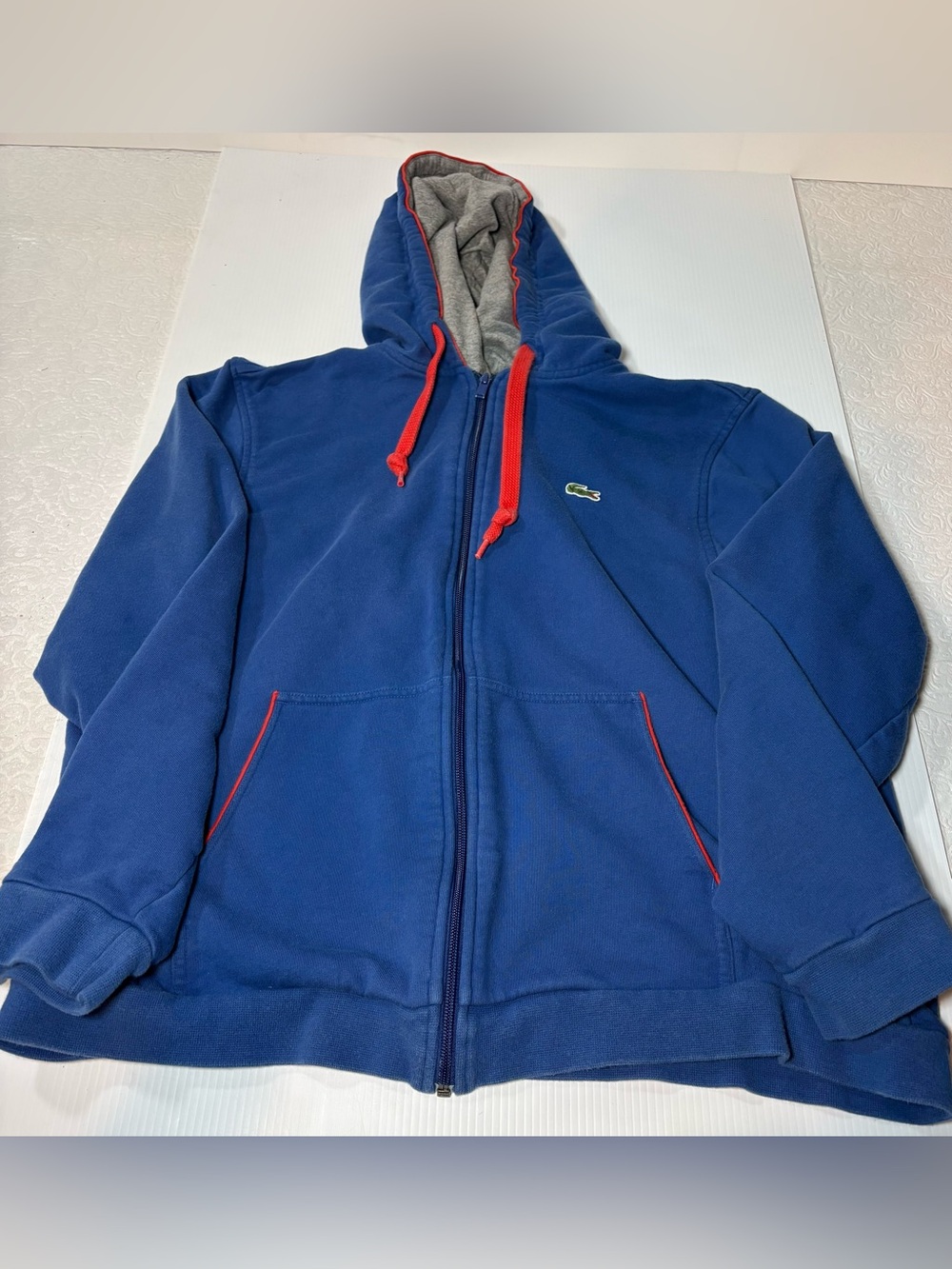 Lacoste Sport 1927 Heritage Back Graphic Full Zip Hoodie Blue Red